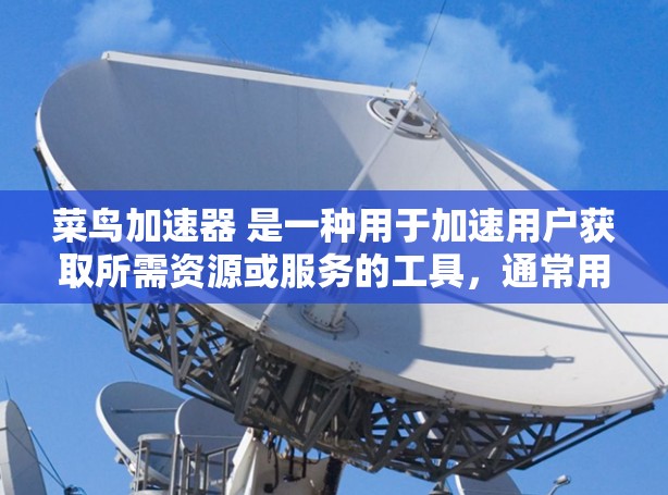 菜鸟加速器 是一种用于加速用户获取所需资源或服务的工具，通常用于Web或软件加速，以提高用户体验。它通过优化加载速度、减少等待时间等方式，帮助用户更快地完成任务或访问内容