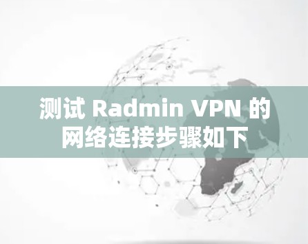 测试 Radmin VPN 的网络连接步骤如下