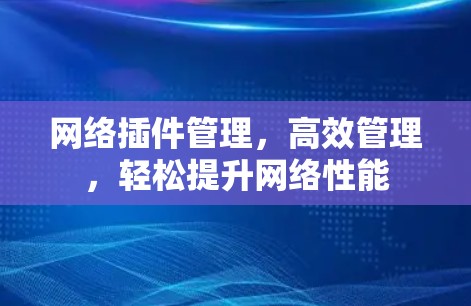 网络插件管理,高效管理,轻松提升网络性能 网络插件管理,高效管理,轻松提升网络性能
