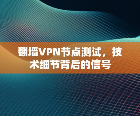 翻墙VPN节点测试，技术细节背后的信号